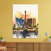 Las Vegas waterverf kunst Canvas Afdruk (Insitu (Woonkamer))