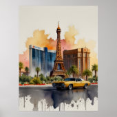 Las Vegas waterverf kunst Poster (Voorkant)