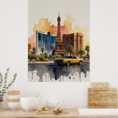 Las Vegas waterverf kunst Poster (Keuken)