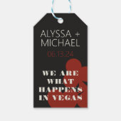 Las Vegas We zijn wat er gebeurt bruiloft gunst Cadeaulabel (Voorkant)