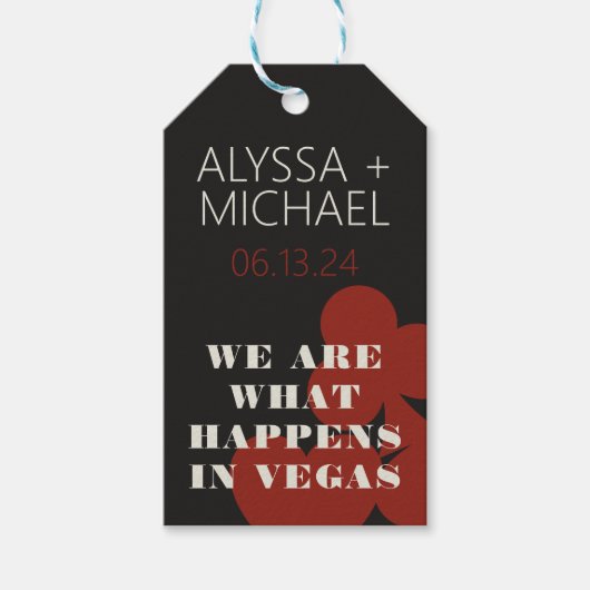 Las Vegas We zijn wat er gebeurt bruiloft gunst Cadeaulabel (Voorkant)
