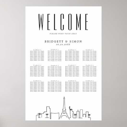 Las Vegas Wedding | 12 tabel Zitplaatskaart Poster (Voorkant)