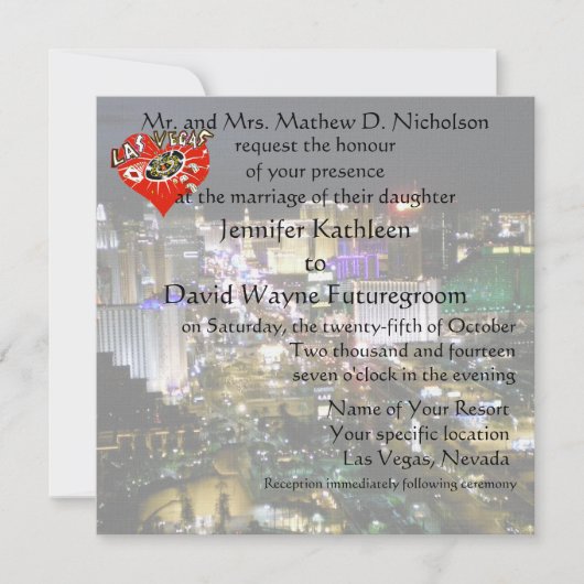 Las Vegas Wedding and Reception Red Heart Kaart (Voorkant)