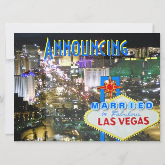 Las Vegas Wedding Announce and Reception Invite Kaart (Voorkant)