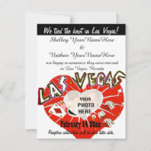 Las Vegas Wedding Announcement Black White Red Kaart (Voorkant)