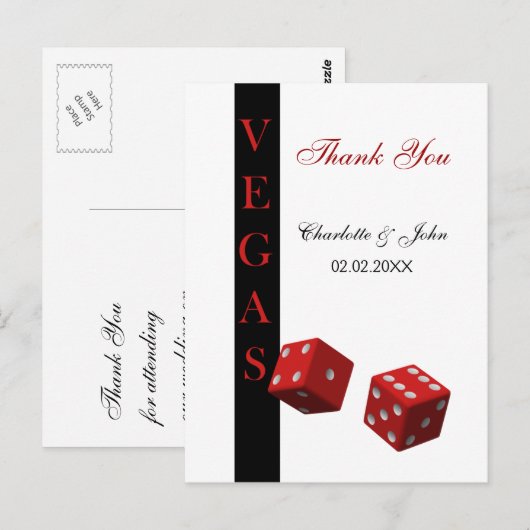 Las Vegas Wedding Bedankt kaarten (Voorkant / Achterkant)