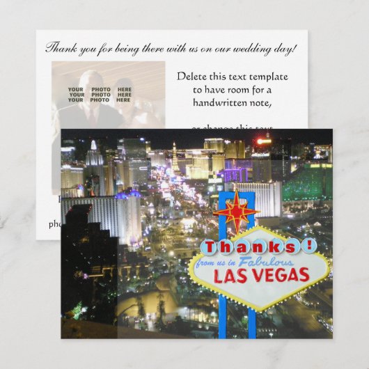 Las Vegas Wedding Bedankt voor bruid en bruid Aankondiging (Voorkant / Achterkant)