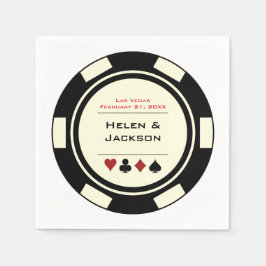Las Vegas Wedding Black Cream White Poker Chip Servet
