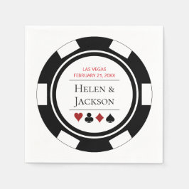 Las Vegas Wedding Black en White Poker Chip Servet
