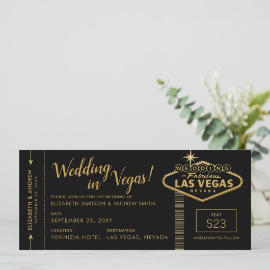 Las Vegas Wedding Boarding Pass Invitation (Staand voorkant)