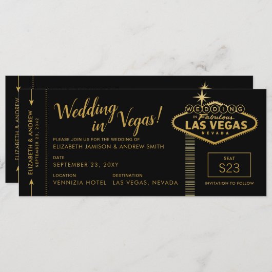 Las Vegas Wedding Boarding Pass Invitation (Voorkant / Achterkant)