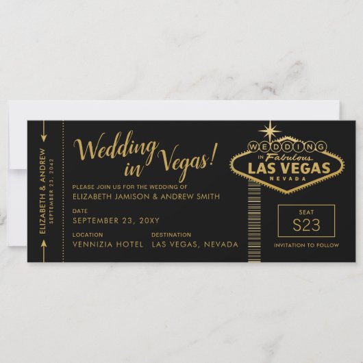 Las Vegas Wedding Boarding Pass Invitation (Voorkant)