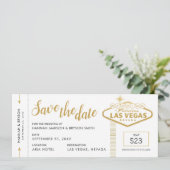 Las Vegas Wedding Boarding Pass Save the Date Kaar Aankondiging (Staand voorkant)