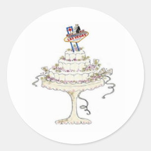 Las Vegas Wedding Cake met Bride & Groom Sticker
