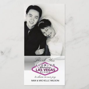 Las Vegas Wedding Dank u fotokaart (roze) Bedankkaart