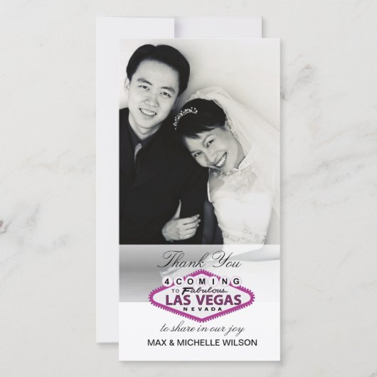 Las Vegas Wedding Dank u fotokaart (roze) Bedankkaart (Voorkant)