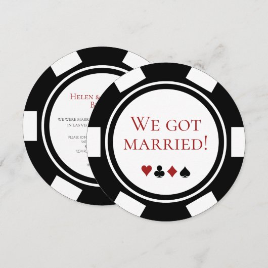 Las Vegas Wedding Elopement Announcement Poker Kaart (Voorkant / Achterkant)