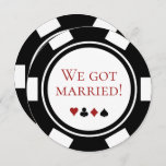 Las Vegas Wedding Elopement Announcement Poker Kaart<br><div class="desc">Verraadd je vrienden en familie door ze deze zwarte en witte pokerspaanders te sturen,  trouwfeestjes en/of feestuitnodigingen. Ze wachten vol ongeduld om bij je te zijn op deze leuke receptie.</div>