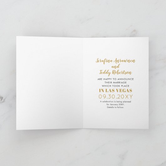 Las Vegas Wedding Folded Notice Vertical Aankondiging (Binnen)