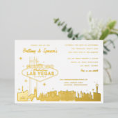 Las Vegas Wedding Gold Foil Uitnodiging (Staand Voorkant)