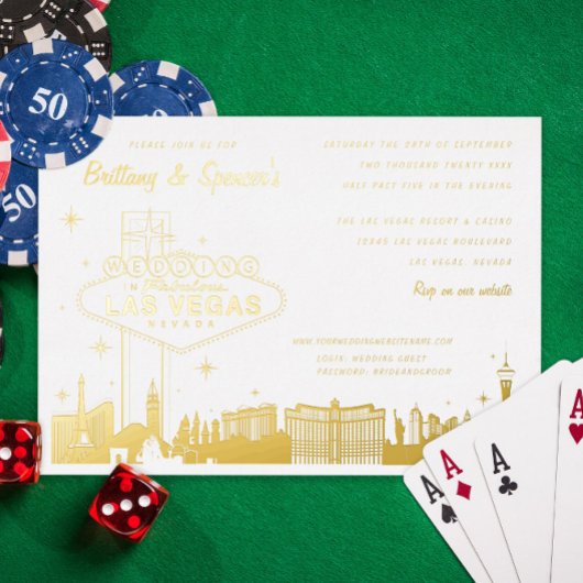 Las Vegas Wedding Gold Foil Uitnodiging