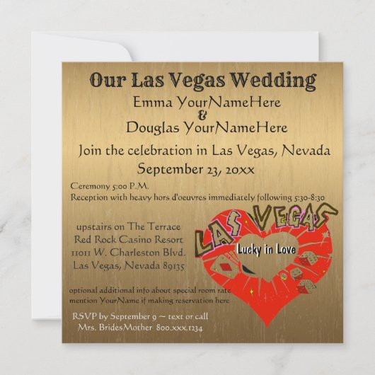 Las Vegas Wedding Gold Kaart (Voorkant)