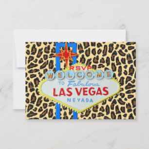 Las Vegas Wedding Guest RSVP Leopard print Kaart