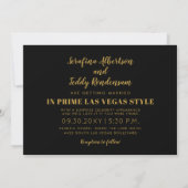 Las Vegas Wedding Invitation 2 Sides Black Gold Kaart (Achterkant)