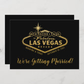 Las Vegas Wedding Invitation 2 Sides Black Gold Kaart (Voorkant / Achterkant)