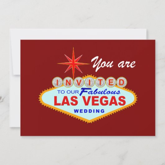 Las Vegas Wedding Invitation BURGUNDY Kaart (Voorkant)