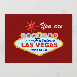 Las Vegas Wedding Invitation BURGUNDY Kaart