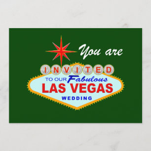 Las Vegas Wedding Invitation GREEN Kaart