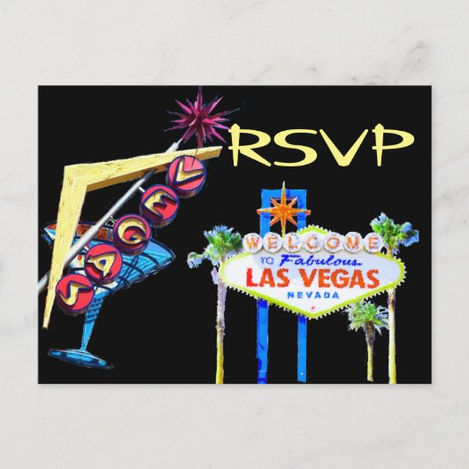 Las Vegas Wedding Invitation RSVP Uitnodiging Briefkaart (Voorkant)