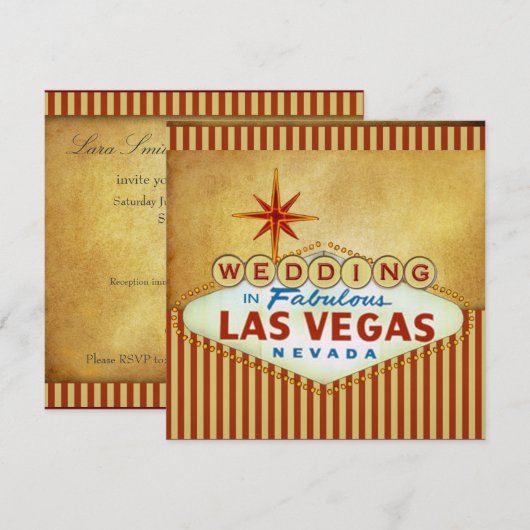 Las Vegas Wedding Invitation Sjabloon Kaart (Voorkant / Achterkant)