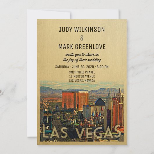 Las Vegas Wedding Invitation Vegas Invite Kaart (Voorkant)