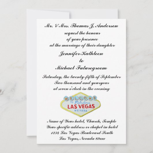 Las Vegas Wedding Invite Formal Kaart (Voorkant)