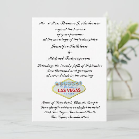 Las Vegas Wedding Invite Formal Kaart (Staand voorkant)