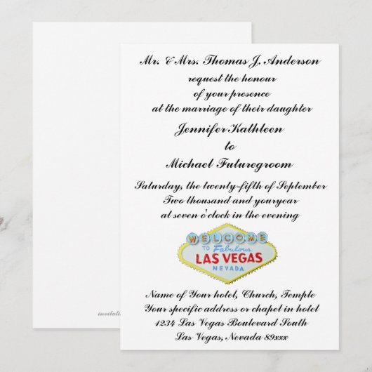 Las Vegas Wedding Invite Formal Kaart (Voorkant / Achterkant)