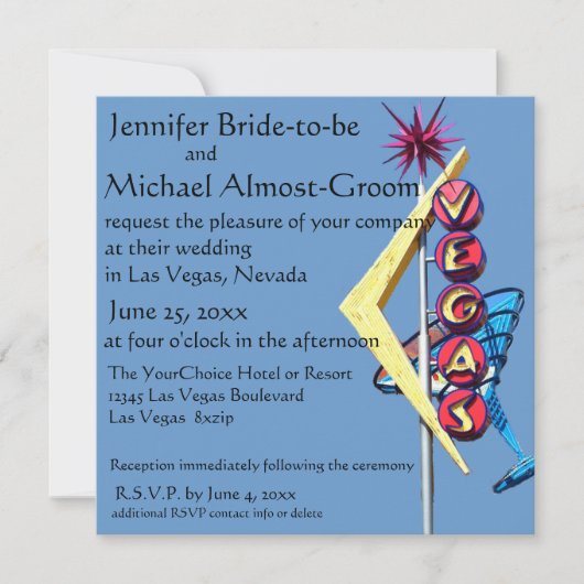 Las Vegas Wedding Invite  Neon Sign Kaart (Voorkant)