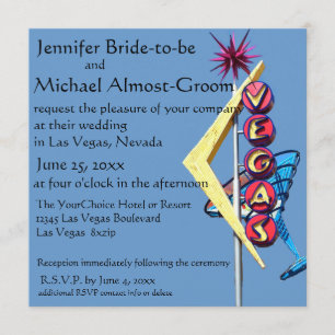Las Vegas Wedding Invite  Neon Sign Kaart