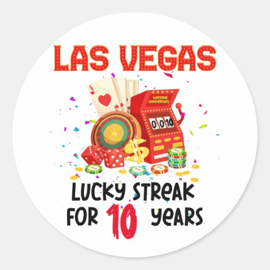 Las Vegas Wedding Jubileum Lucky Couple Ronde Sticker (Voorkant)