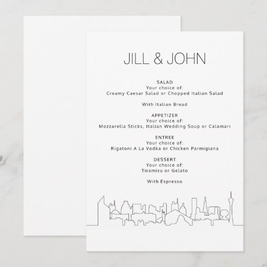 Las Vegas Wedding Menu (Voorkant / Achterkant)