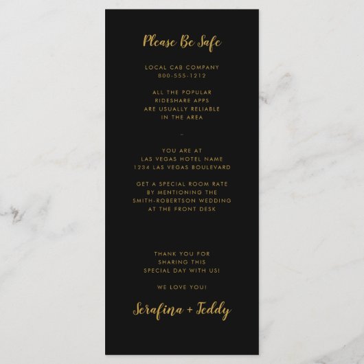 Las Vegas Wedding Menu Gold Black (Achterkant)