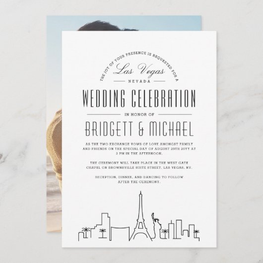 Las Vegas Wedding | Moderne Deco Skyline Kaart (Voorkant / Achterkant)