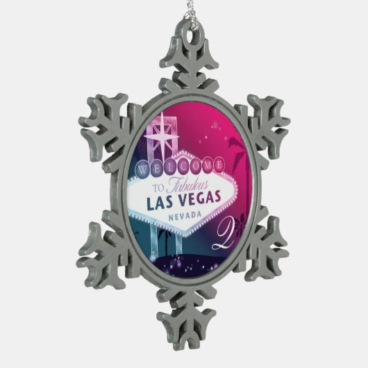 Las Vegas Wedding Monogram Keepomwille Tin Sneeuwvlok Ornament (Links)