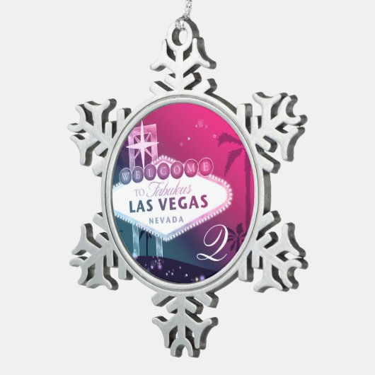 Las Vegas Wedding Monogram Keepomwille Tin Sneeuwvlok Ornament (Rechts)