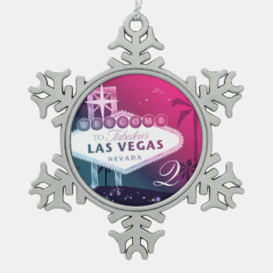 Las Vegas Wedding Monogram Keepomwille Tin Sneeuwvlok Ornament
