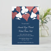 Las Vegas Wedding Navy met Roos Gold Glitter Kaart (Staand voorkant)