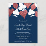 Las Vegas Wedding Navy met Roos Gold Glitter Kaart<br><div class="desc">Roos goudglitter op een blauw marineschandaal maakt deze uitnodiging perfect voor een glitzy en romantisch Las Vegas (of casino themed) huwelijk,  alles wat je nodig hebt is liefde en een getuige of twee!</div>