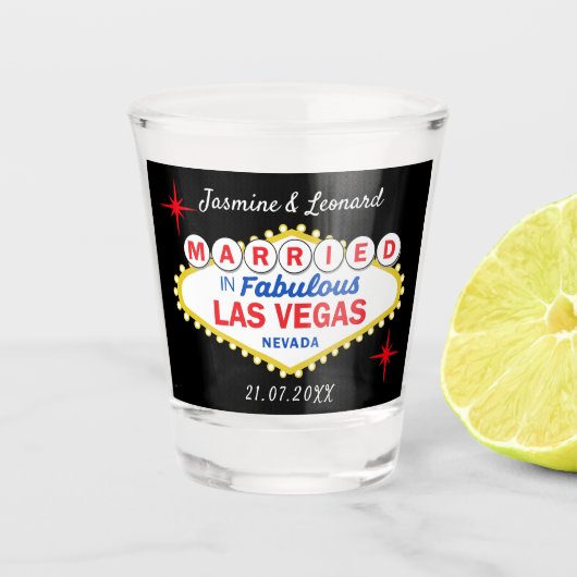 Las Vegas Wedding Party Favor Shot Glas (Voorkant)